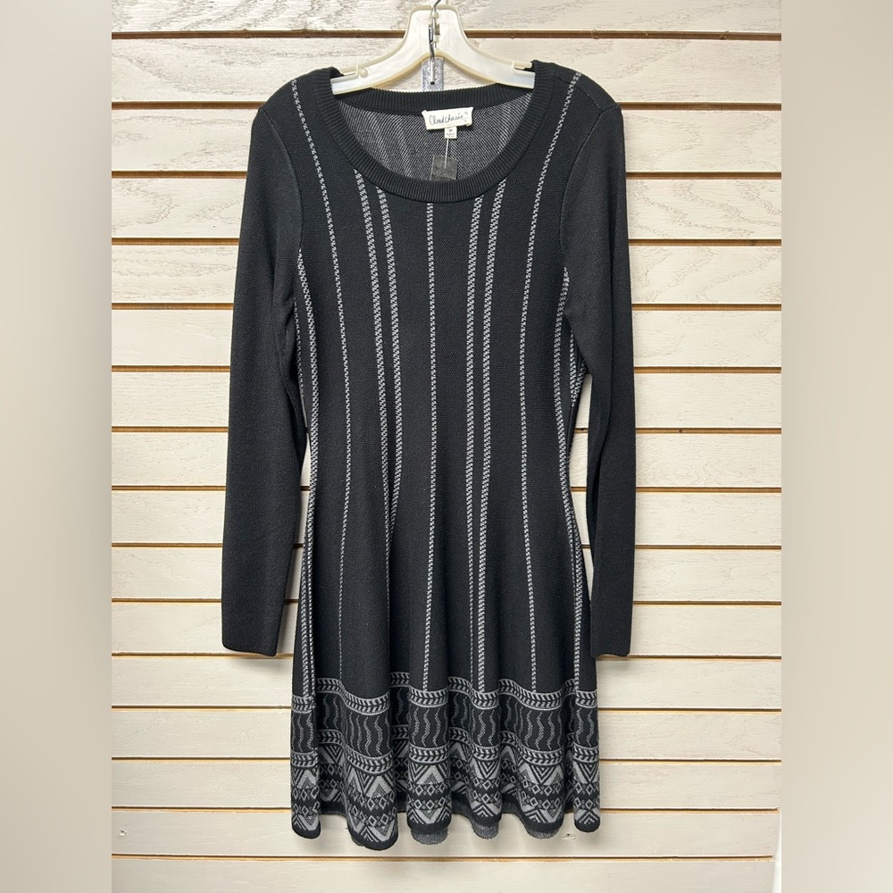Cloud Chaser Black and Gray Striped Dress